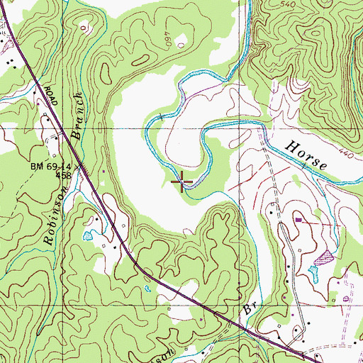 Topographic Map of Robertson Branch, TN