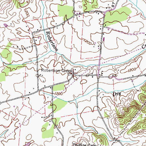 Topographic Map of Robertson Creek Church, TN