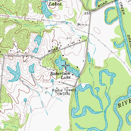 Topographic Map of Robertson Lake, TN