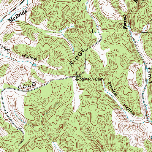 Topographic Map of Robinson Cemetery, TN
