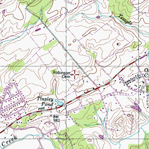 Topographic Map of Robinson Cemetery, TN