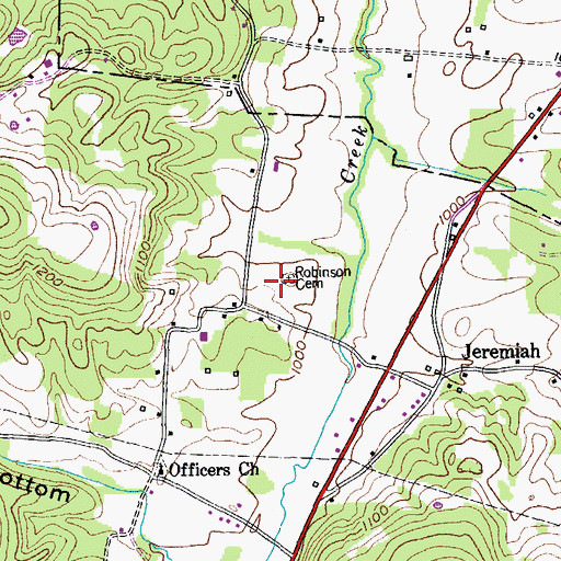 Topographic Map of Robinson Cemetery, TN