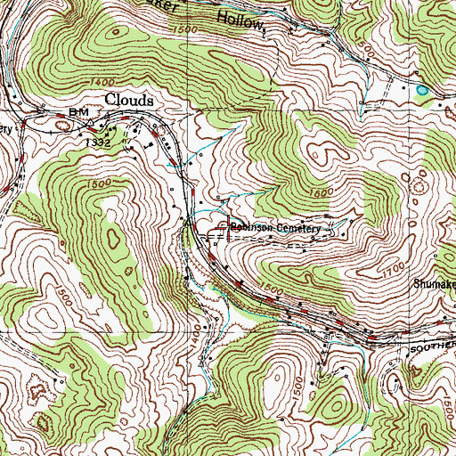 Topographic Map of Robinson Cemetery, TN