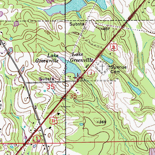 Topographic Map of Lake Greenville Dam, AL