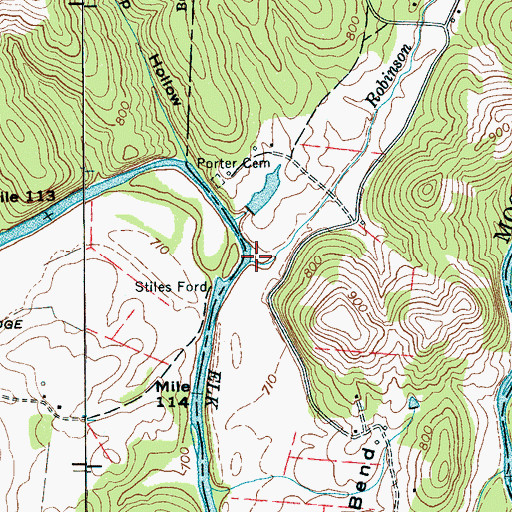 Topographic Map of Robinson Creek, TN