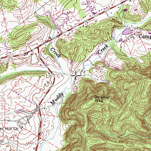 Topographic Map of Robinson Creek, TN