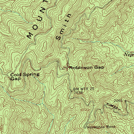 Topographic Map of Robinson Gap, TN