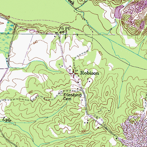 Topographic Map of Robison, TN