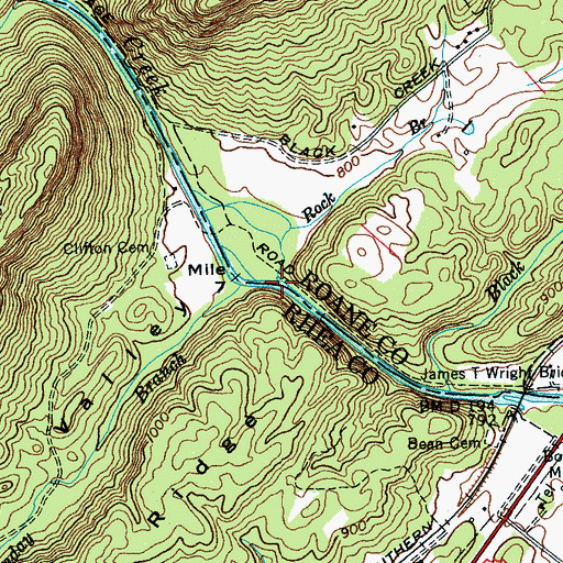 Topographic Map of Rock Branch, TN