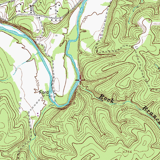 Topographic Map of Rock Branch, TN
