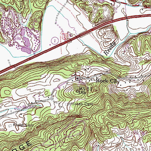 Topographic Map of Rock City, TN