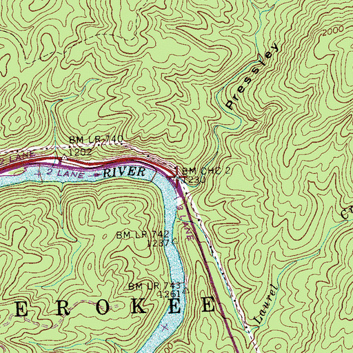 Topographic Map of Rock Creek, TN