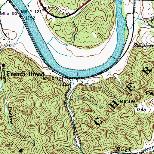 Topographic Map of Rock Creek, TN