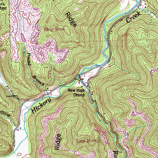 Topographic Map of Rock Creek, TN