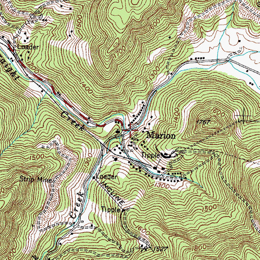 Topographic Map of Rock Creek, TN