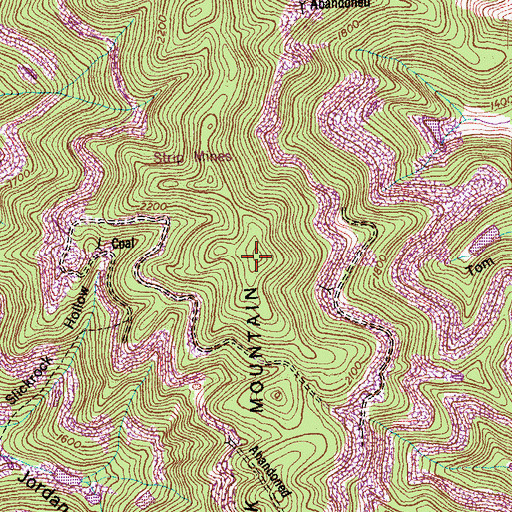 Topographic Map of Rock Creek Mountain, TN