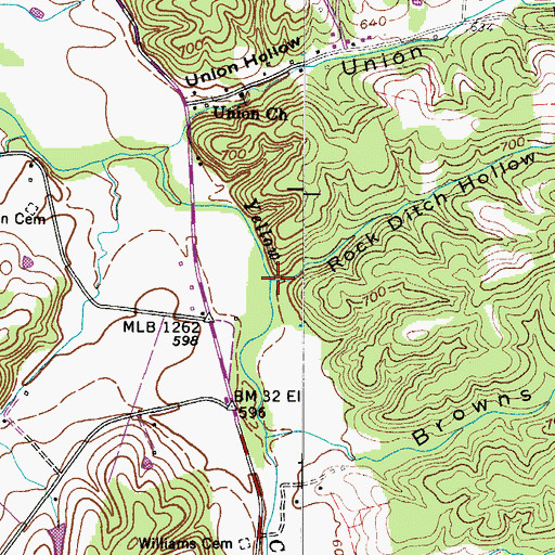 Topographic Map of Rock Ditch Hollow, TN