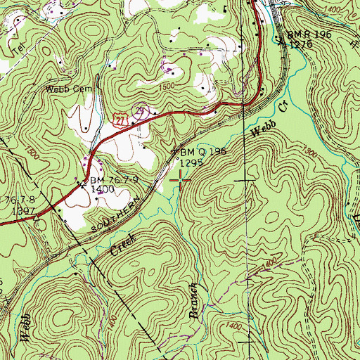 Topographic Map of Rock Falls Branch, TN