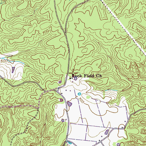 Topographic Map of Rock Field Church, TN