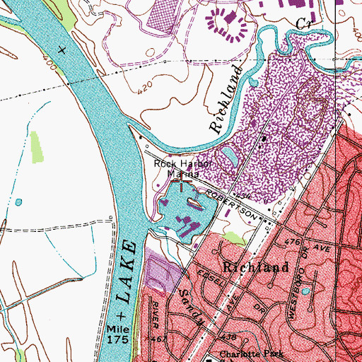 Topographic Map of Rock Harbor Marina, TN