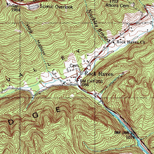 Topographic Map of Rock Haven, TN