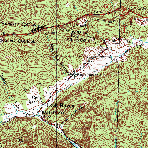 Topographic Map of Rock Haven Church, TN