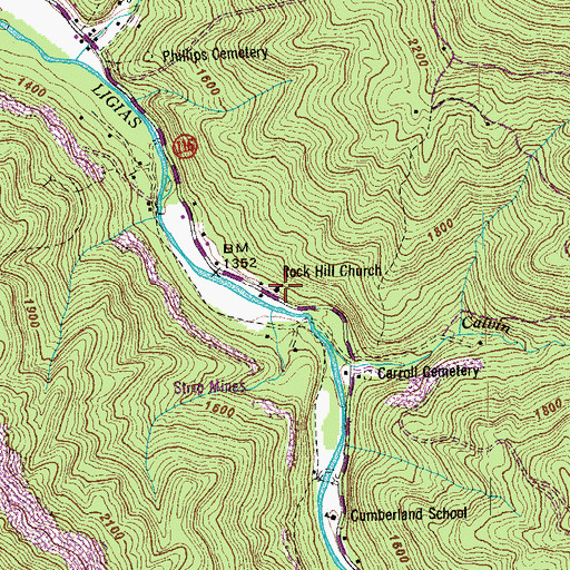 Topographic Map of Rock Hill Church, TN