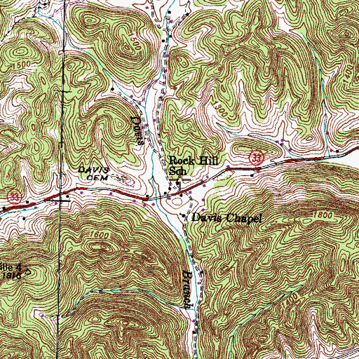 Topographic Map of Rock Hill School, TN