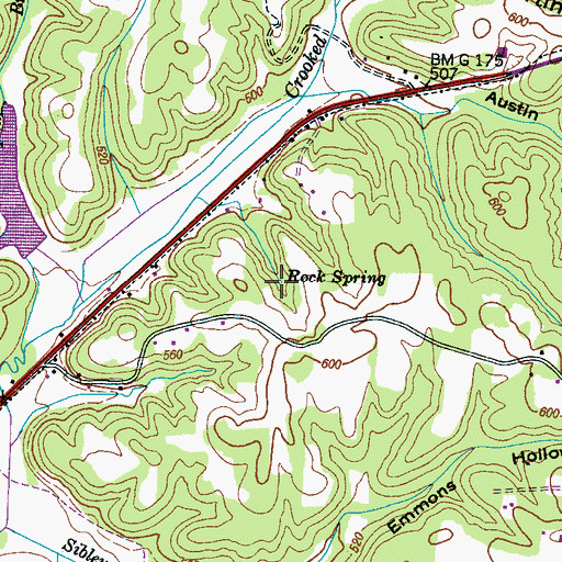 Topographic Map of Rock Spring, TN