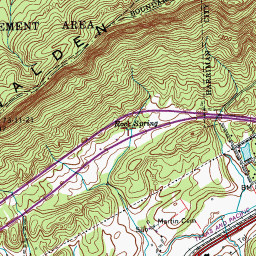 Topographic Map of Rock Spring, TN