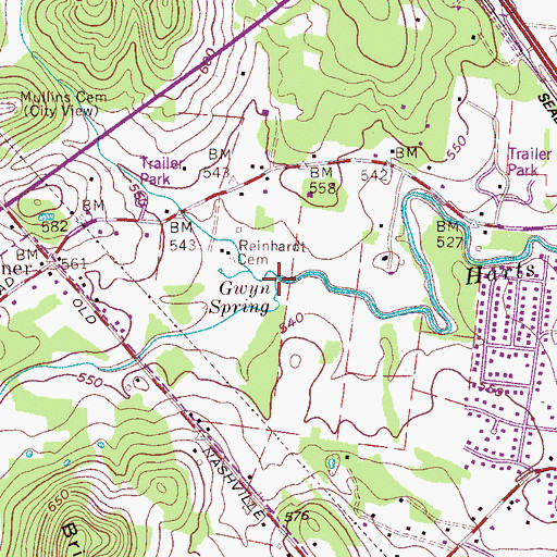 Topographic Map of Rock Spring Branch, TN
