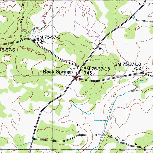Topographic Map of Rock Springs, TN