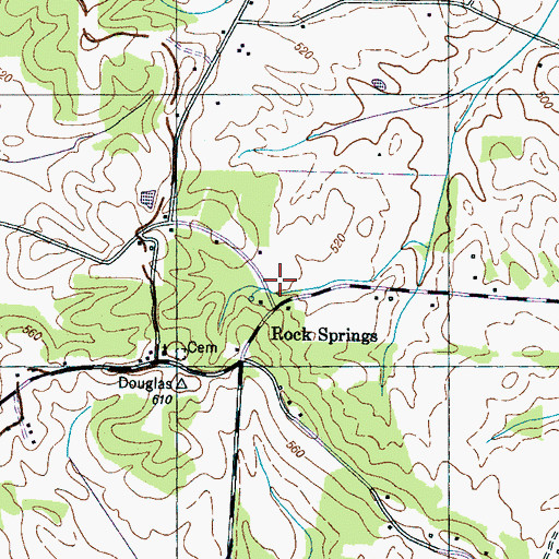Topographic Map of Rock Springs, TN