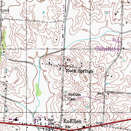 Topographic Map of Rock Springs, TN