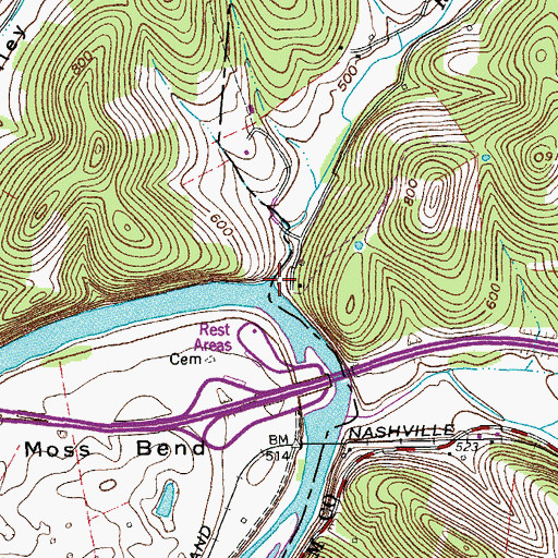 Topographic Map of Rock Springs Branch, TN