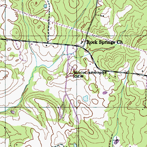 Topographic Map of Rock Springs Cemetery, TN