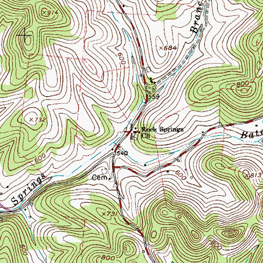 Topographic Map of Rock Springs Church, TN