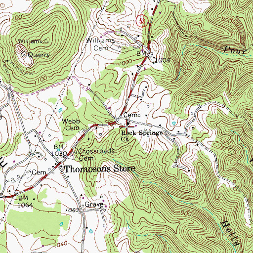 Topographic Map of Rock Springs Church, TN