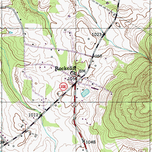 Topographic Map of Rockcliff Church, TN