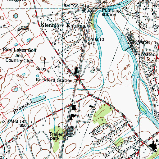 Topographic Map of Rockford Station, TN