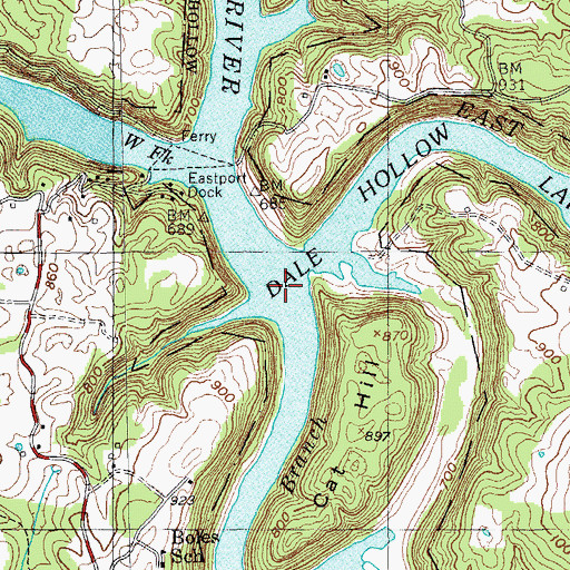 Topographic Map of Rockhouse Branch, TN