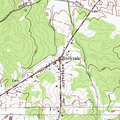 Topographic Map of Rockvale, TN