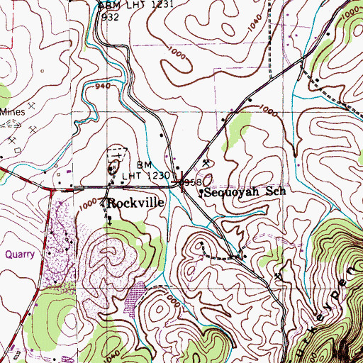 Topographic Map of Rockville, TN