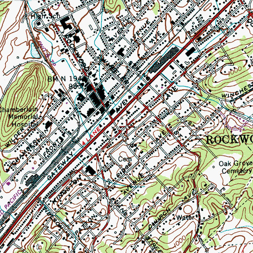 Topographic Map of Rockwood, TN