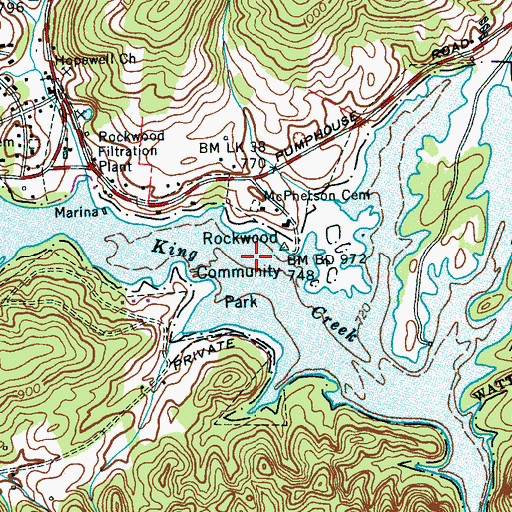 Topographic Map of Rockwood Community Park, TN