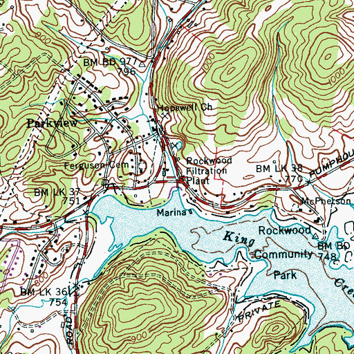 Topographic Map of Rockwood Filtration Plant, TN