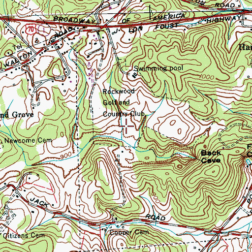 Topographic Map of Rockwood Golf and Country Club, TN