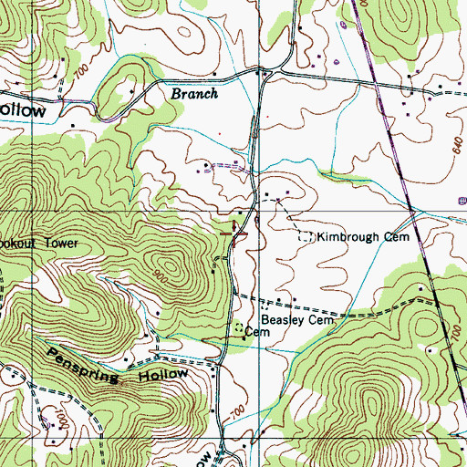 Topographic Map of Rockwood School, TN