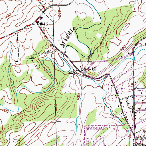 Topographic Map of Rocky Branch, TN