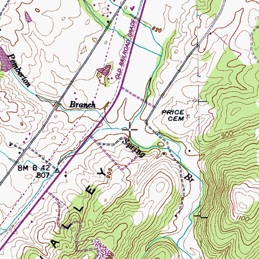 Topographic Map of Rocky Branch, TN
